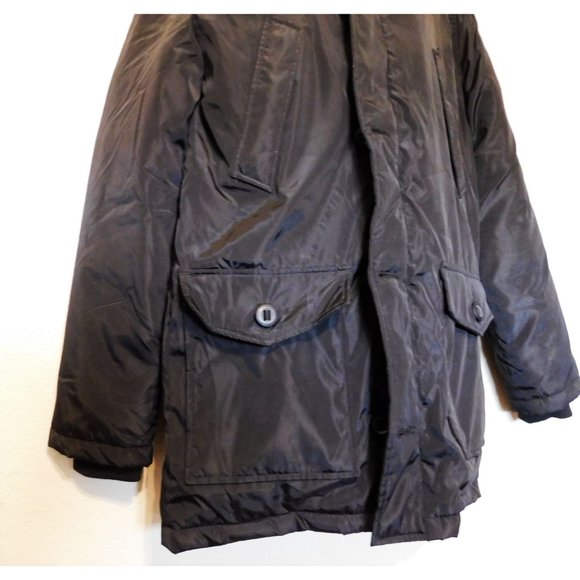Guy Laroche Homme Puffer Winter Parka Jacket S Black Hooded Lined Long Sleeve - Picture 4 of 15